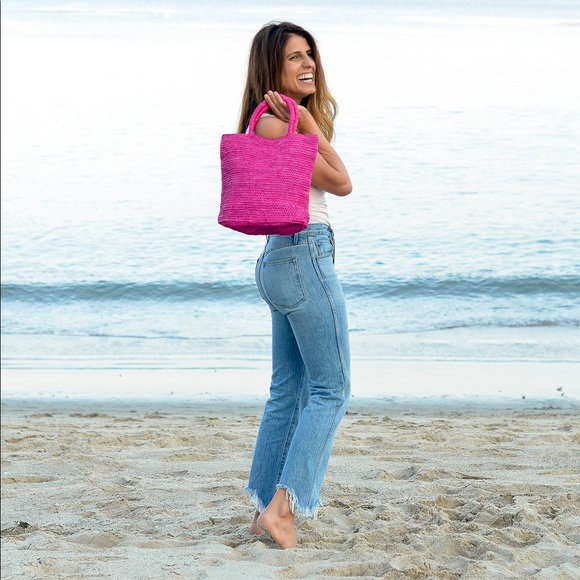 The Little Market Raffia Tote Hot Pink - Picture 11 of 11